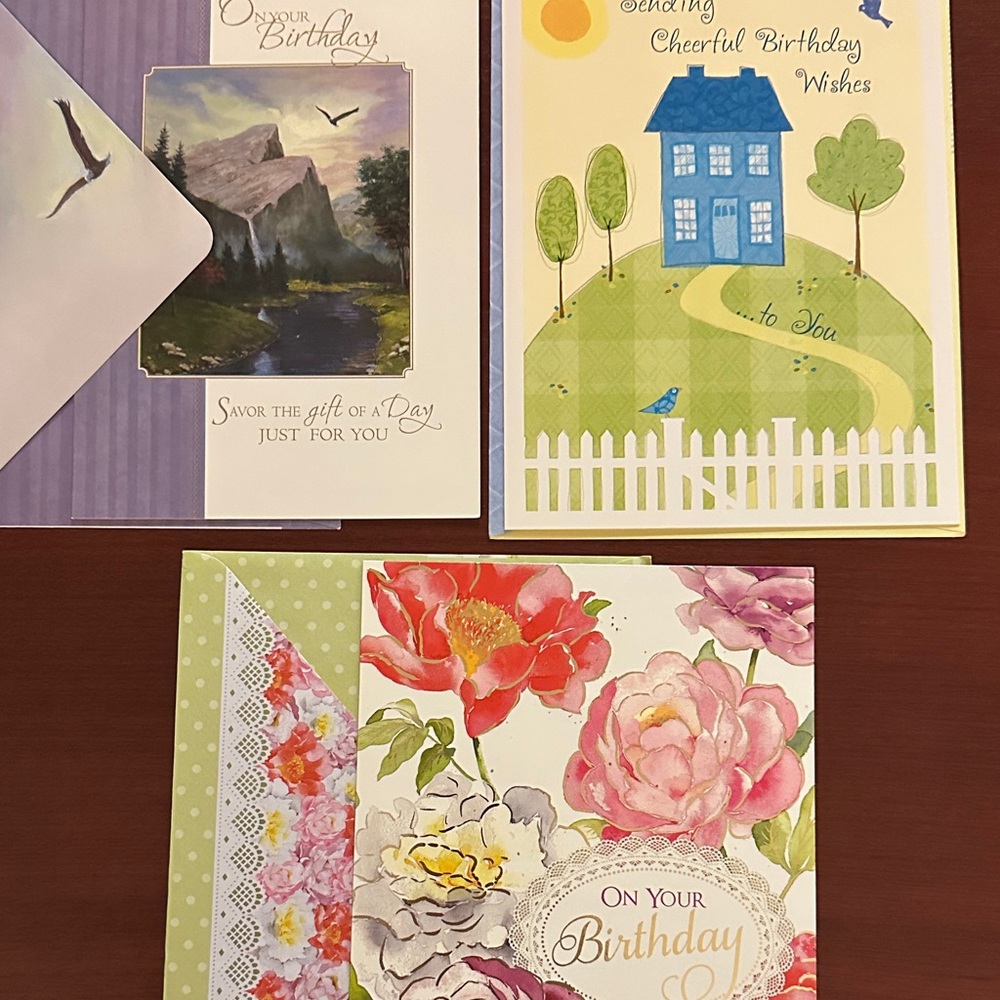 Vintage Floral, Scenic assorted Birthday Card Set